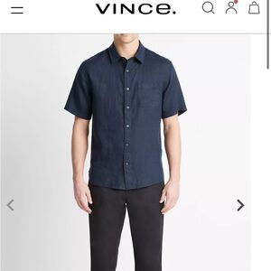 Vince lightweight linen button up short sleeve